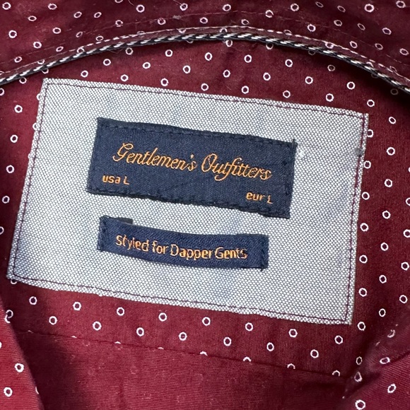 Gentleman’s Outfitters Button Down Long Sleeve Shirt Large Maroon Red Dapper - Picture 3 of 7